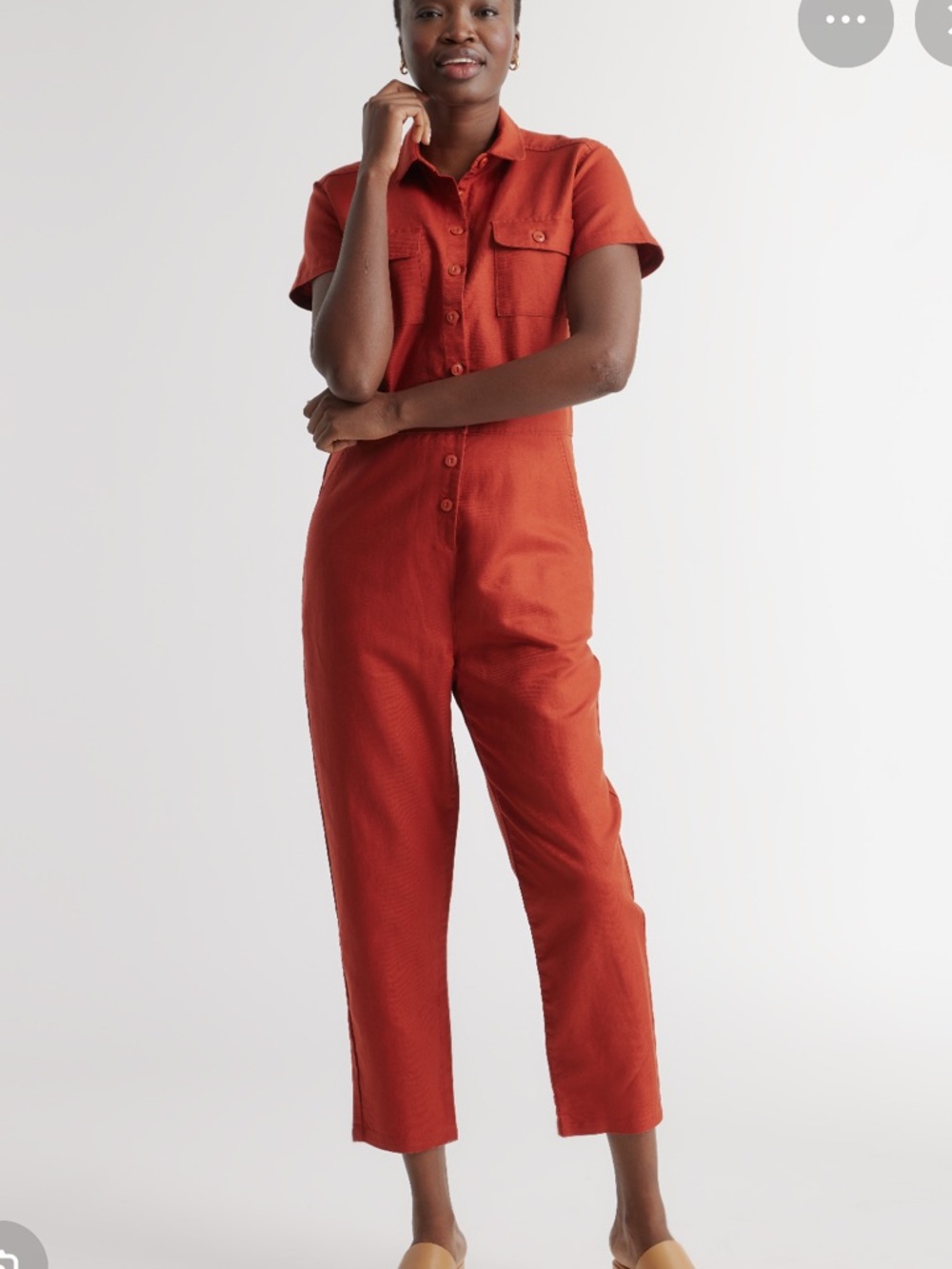 Quince Cotton Twill Short Sleeve Coverall Jumpsuit